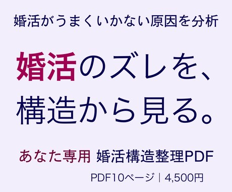 婚活がうまくいかない原因を分析します あなた専用の婚活分析PDFを作成 イメージ1