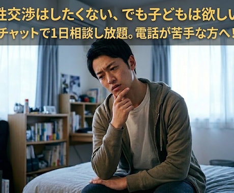 子供は欲しいが異性との恋愛が苦手な方の相談承ります チャットで1日相談し放題/電話相談苦手な方へ/割引で延長も可 イメージ1