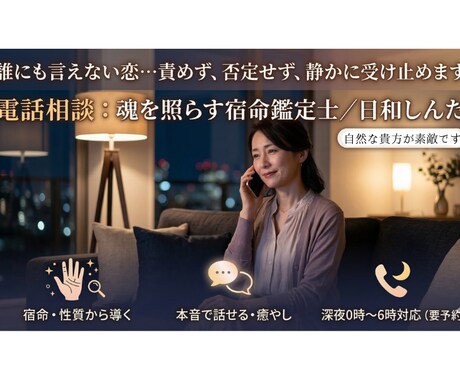 誰にも言えない恋…そんな悩みを相談・未来鑑定します 責めません。否定しません。本音を話せる鑑定です。 イメージ1