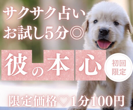 お試し♡5分でサクッと、彼の本心を読み解きます 【5月末まで♡初回限定】1分200円→100円｜短時間OK♡ イメージ1
