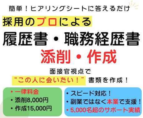 採用のプロが履歴書・職務経歴書が作成します 面接官目線での“この人に会いたい！”書類を作成！転職サポート イメージ1