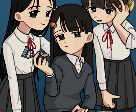 Y2Kニュアンス女子描きます 韓国アイドルみたいなアンニュイかわいいイラスト イメージ1