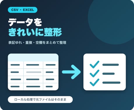 CSV・Excelの表記ゆれと重複を整形します イメージ1