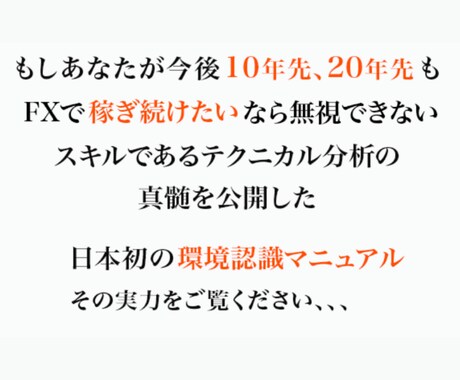 長く使えるFXスキル「環境認識力」を習得できます FXで１度も勝てなかった人が激変？【環境認識力】の秘訣を公開 イメージ2