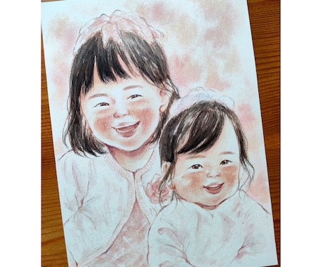 手描き水彩で温かい似顔絵をお描きしいたします プレゼントにも大人気☆2Lサイズ イメージ2