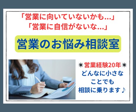 営業経験20年！営業の仕事に関するお悩み聞きます ノルマ／上司／クレーム／自信がない／成果が出ない など イメージ1