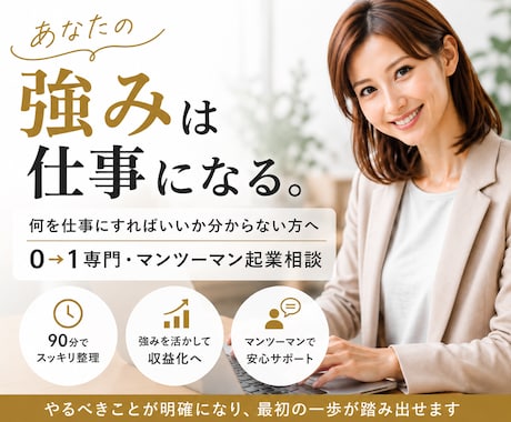 起業の方向性が決まらない方へ｜0→1コンサルします 強みを収益に変える0→1スポットコンサル【★5.0・実績】 イメージ1