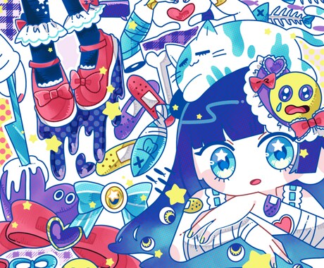 ポップでキラキラしたイラストを制作します イメージをいただいてイラストお描きします イメージ1
