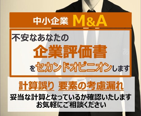 中小MA(事業譲渡含)向けの企業評価書を添削します ～中小M&Aの評価のプロが企業価値評価をセカンドオピニオン～ イメージ1