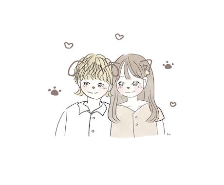 カップル夫婦お子さんご自身の似顔絵を描きます