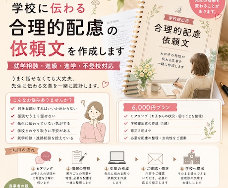 就学相談・学校面談をトータルサポートします 学校へ伝わる資料と面談準備を一緒に整えます イメージ1