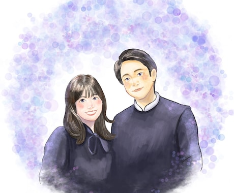 ふんわり温かみのある似顔絵イラストをお描きします 記念日/お誕生日/還暦祝い/プレゼント/SNSアイコンにも イメージ2