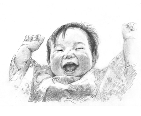 赤ちゃん記念日・成長記録にデッサン似顔絵を描きます 写真を元にデフォルメなしの鉛筆画！贈り物やインテリアにどうぞ イメージ1