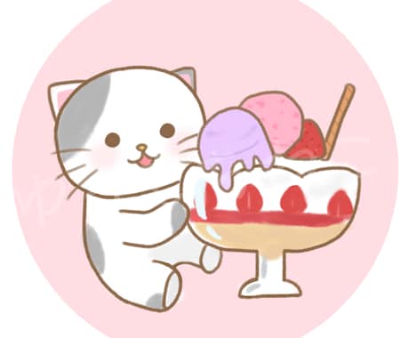 食べたくなる程可愛い動物&スイーツアイコン描きます 洋菓子でも和菓子でも、ゆるくてふわふわの雰囲気に！ イメージ1