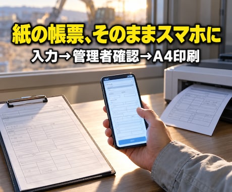 紙・Excel業務をスマホ化します 入力・管理者確認・A4印刷まで1業務から試作します イメージ1