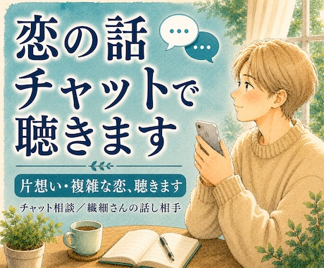 恋の悩み、チャットでそっと聴きますます 片想い・複雑な恋／文字で、否定せず。癒しボイス付 イメージ1