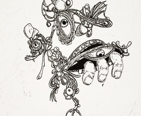 少し考えさせられる、少し暗い感じの絵を描きます あなたを不思議な黒白の世界へお連れします イメージ2