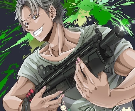 銃を持ったキャラのイラスト描きます FPSやる方必見!お気に入り武器を持ったキャラのイラスト制作 イメージ1