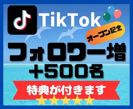 TikTokのフォロワー５００人増やします オープン記念！！販売数30人まで＋５０％増量サービス中 イメージ1