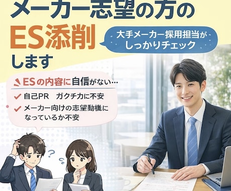 ISも対応！メーカー志望の方のESを添削します 大手メーカーの現役採用担当が通過するESのポイントをお伝え イメージ1