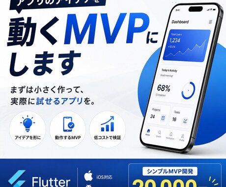 FlutterでスマホアプリのMVPを開発します アプリのアイデアを動くMVPにします イメージ1