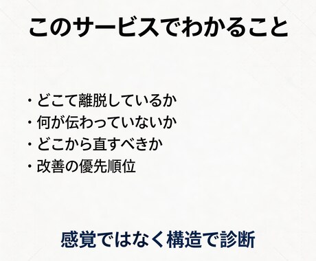 LP構造診断｜反応が悪い原因と直す順番を示します 売れないLPを構造診断し最短で効く改善優先順位を提示します イメージ2