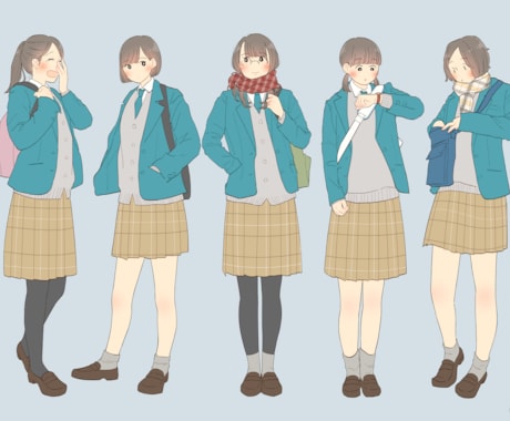 女学生のイラストを描きます 可愛い制服イラストならお任せください イメージ1