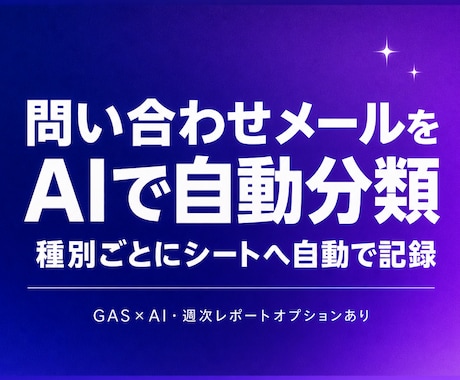 問い合わせメールをAIで自動分類・集計します Gmailの受信内容をAIが判定しシートへ自動集計 イメージ1