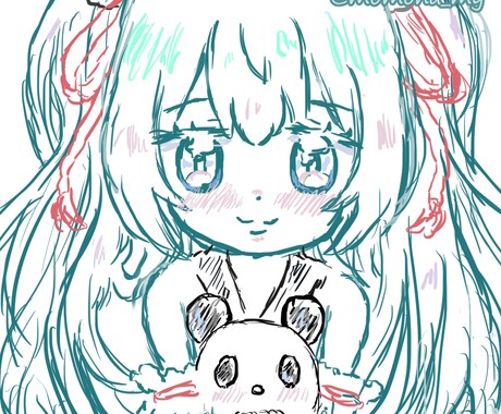 アイコン＊即納品＊可愛い線画★ラフイラスト描きます アナログのようなペンタッチでカラフル可愛く描かせて頂きます イメージ1