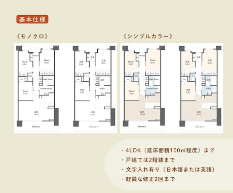 不動産広告用の間取り図を作成します 既存図面を見やすい間取り図にします！ イメージ2