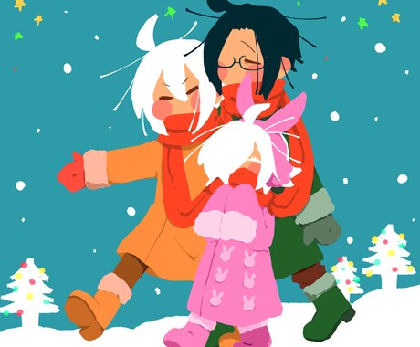 SNSアイコン描きます 冬っぽい簡単なタッチの正方形イラスト！ イメージ2