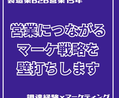 営業につながるB2Bマーケ戦略を壁打ちします 【B2B営業15年×調達経験】営業とマーケのズレを即整理 イメージ1