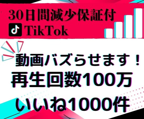 TikTokの再生回数【100万回】増やします 1000+いいね付き・リアルユーザー・動画バズらせます！ イメージ1
