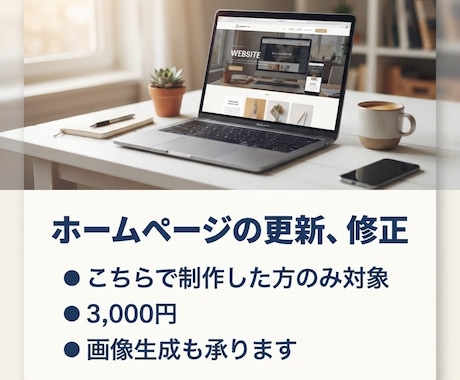 こちらでHP制作された方限定!更新・修正します 最短当日での納品!お任せください。 イメージ1