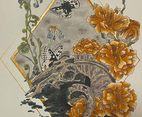 花や動物をペン画で描きます お部屋を華やかにする絵を描きます。 イメージ2