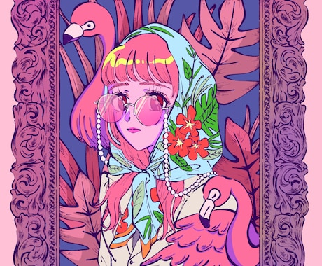 可愛い女の子のイラストを描きます ピンクと紫を基調とした女の子のイラストが得意です！ イメージ2