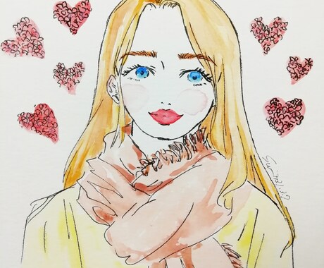 女の子、フードイラスト描きます アナログで水彩イラスト！カッコカワイイ女の子と食べ物！ イメージ2