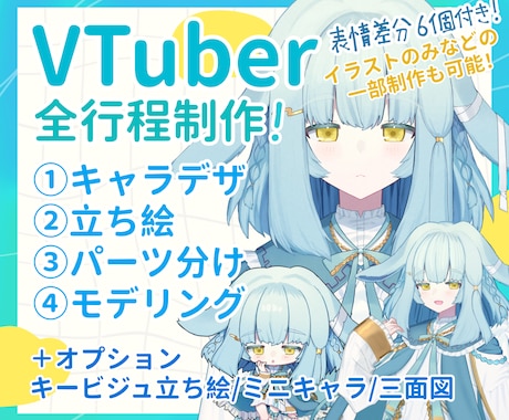 VTuberモデルの全行程を制作します キャラデザからLive2Dモデリングまで対応します！ イメージ1