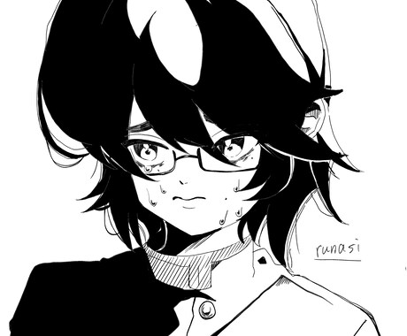 SNS向けアイコン格安で描きます 目を惹く白と黒のパキッとしたイラスト イメージ1