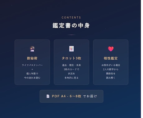 恋愛・復縁｜数秘術×タロットで鑑定書をお届けします 答えはあなたの中に。それを一緒に確かめる鑑定です イメージ2