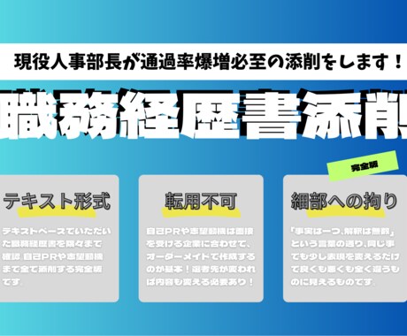通過率を向上させる職務経歴書の添削をします 現役人事部長による通過率が倍増する職務経歴書添削サービス イメージ1