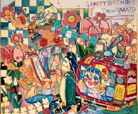 商用利用️⭕️アナログイラストで1枚絵を作成します 記念イラストや、ウェルカムボードなどシーンに合わせて描きます イメージ1