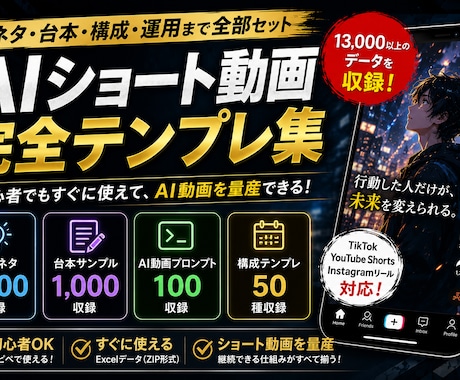 AIショート動画を量産できる完全テンプレ提供します 初心者でも迷わずAIショート動画を量産できる設計 イメージ1