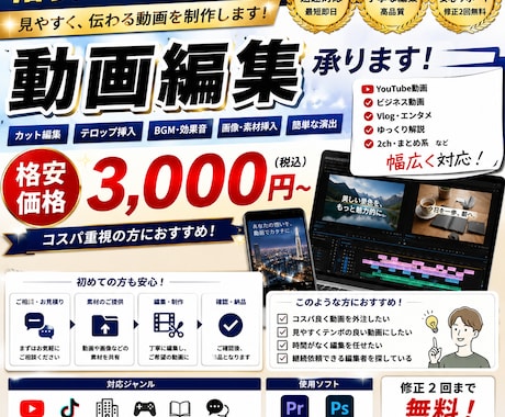 YouTubep用動画編集します テンポ重視の見やすい編集対応◎ イメージ1