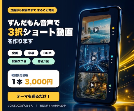 ずんだもん音声の3択ショート動画を作ります イメージ1