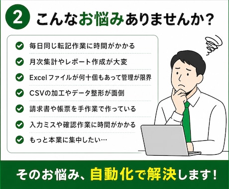 ExcelVBA・マクロで業務を自動化します その手作業、ボタン1つで終わらせます イメージ2