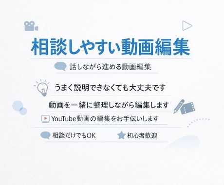 動画を一緒に整理しながら編集します うまく説明できなくても大丈夫です イメージ1