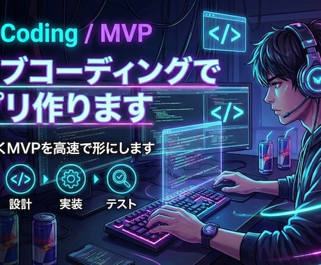 バイブコーディングでアプリ作ります 最短で動くMVPを高速で形にします。 イメージ1