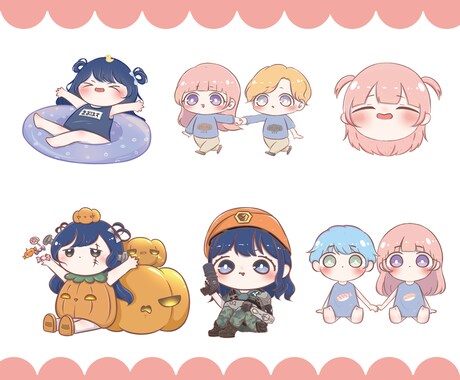 可愛いミニキャラ描きます アイコン、配信用イラストなど是非ご気軽に相談してください♪ イメージ2
