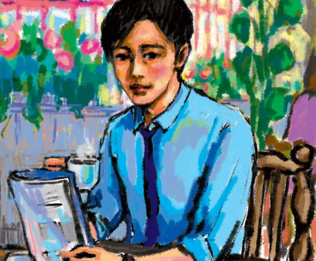 雰囲気のある人物画・似顔絵お描きします 似顔絵は得意です。少しイケメン・イケ女にいたしましょう イメージ1